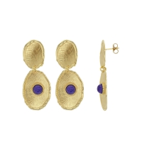 Boucles d'oreilles ANTIC en argent 925/1000 doré avec perle naturelle Cornaline