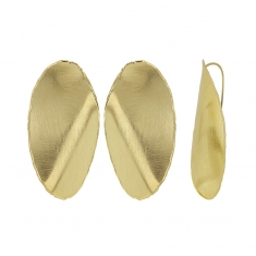 Boucles d'oreilles fils forme ovale incurvé, argent 925/1000 doré brossé