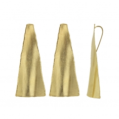 Boucles d'oreilles fils forme triangle, argent 925/1000 doré brossé