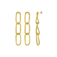 Boucles d'oreilles mailles perlées pendantes en argent 925/1000 doré