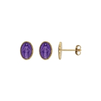 Boucles d'oreilles puces en argent 925/1000 doré GYPSY MARIA Madone violet avec émail