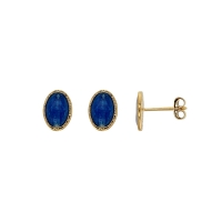 Boucles d'oreilles puces GYPSY MARIA en argent 925/1000 doré - Madone bleu avec émail