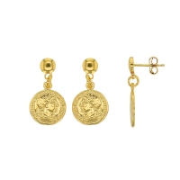 Boucles d'oreilles ROMAINE en Argent 925/1000 doré - pièces de monnaie