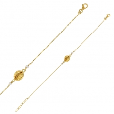 Bracelet coquillage en argent 925/1000 doré avec perles de culture d'eau douce