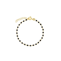 Bracelet en argent 925/1000 doré avec perles de verre blanc