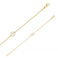 Bracelet en argent 925/1000 doré avec rond en émail blanc avec étoile