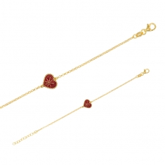 Bracelet en argent 925/1000 doré coeur en émail rose avec étoile