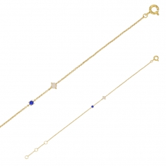 Bracelet en Argent 925/1000 doré et oxyde de zirconium bleu et pierre de lune