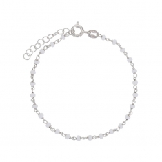 Bracelet en argent 925/1000 platiné avec perles de verre blanc