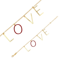 Bracelet LOVE émail rouge et argent 925/1000 doré