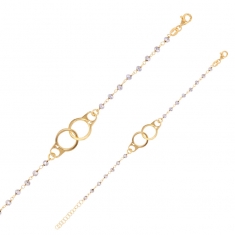 Bracelet menottes cristaux facettés gris, argent 925/1000 doré