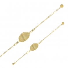 Bracelet ovale aspect brossé avec maillons, argent 925/1000 doré