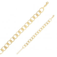 Bracelet ovales brossés et ciselés, argent 925/1000 doré