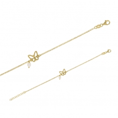 Bracelet papillon en argent 925/1000 doré avec perle synthétique