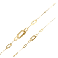 Bracelet rectangles ovales lisses et brossés, argent 925/1000 doré