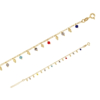Bracelet en argent 925/1000 doré avec petites pierres de cristal multicolores