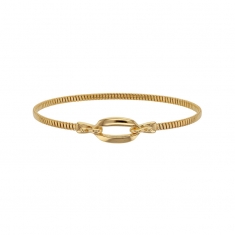 Bracelet rigide maille serpent, attache ovale, argent 925/1000 doré