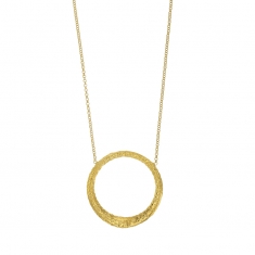 Collier argent doré 925/1000 avec un grand anneau effet argent forgé