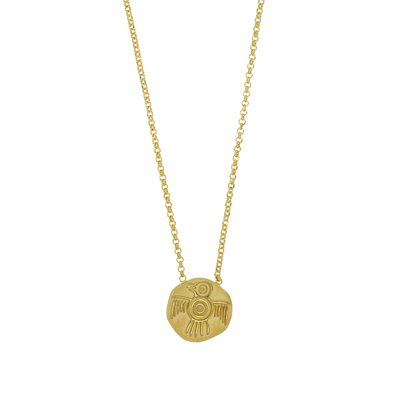 Collier argent 925/1000 doré orné d'un motif aigle rupestre