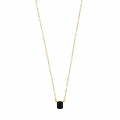 Collier cristal noir facetté taille rectangle, argent 925/1000 doré
