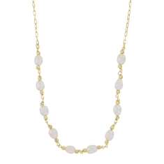 Collier orné de perles synthétiques blanches, argent 925/1000 doré