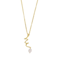 Collier spirale ornée d'une perle synthétique blanche, argent 925/1000 doré