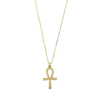 Collier argent 925/1000 doré orné d'une croix Ankh égyptienne