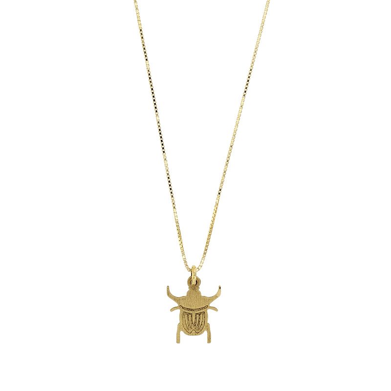 Collier égyptien en argent 925/1000 doré motif scarabée