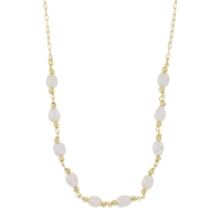 Collier orné de perles synthétiques blanches, argent 925/1000 doré