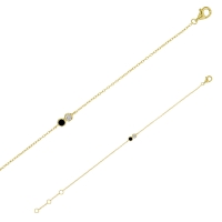 Bracelet en Argent 925/1000 doré avec oxydes de zirconium blanc et noir