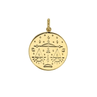 Médaille signe astrologique gravé, Bélier, plaqué or