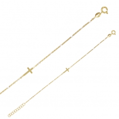 Bracelet GYPSY MARIA en Argent 925/1000 doré avec croix et perles en émail blanc