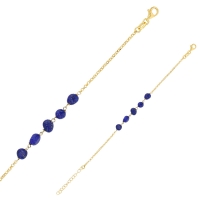 Bracelet orné de Lapis-lazuli, argent 925/1000 doré