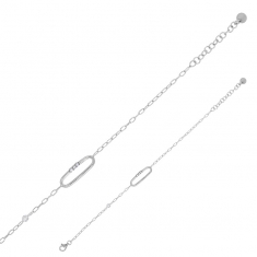 Bracelet ovale orné de 3 oxydes, argent 925/1000 platiné