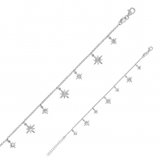 Bracelet pampilles étoiles, argent 925/1000 platiné, oxyde