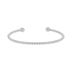 Bracelet rigide perlé en argent 925/1000 platiné