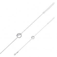 Bracelet rond avec ligne ornée d'oxydes, argent 925/1000 platiné