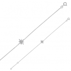 Bracelet étoile du nord avec oxydes, argent 925/1000 platiné