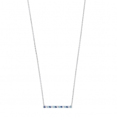 Collier ligne d'oxydes de couleurs blancs et bleus, argent 925/1000 platiné
