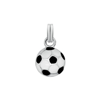 Pendentif ballon de foot émaillé noir et blanc et argent 925/1000