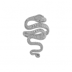 Bague serpent ciselé, argent 925/1000 platiné