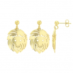 Boucles d'oreilles ajourées Lion en argent 925/1000 doré