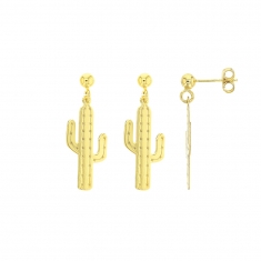 Boucles d'oreilles Cactus en argent 925/1000 doré