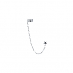 Boucles d'oreilles chaîne, élément étoile en argent rhodié 925/1000