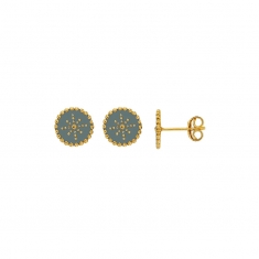 Boucles d'oreilles en argent 925/1000 doré ronds en émail gris avec étoile