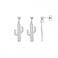 Boucles d'oreilles en argent rhodié 925/1000 - Cactus