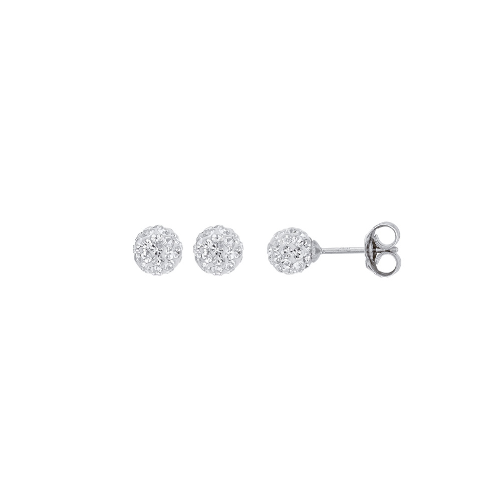 Boucles d'oreilles en argent rhodié 925/1000 - boule en Cristal de Swarovski