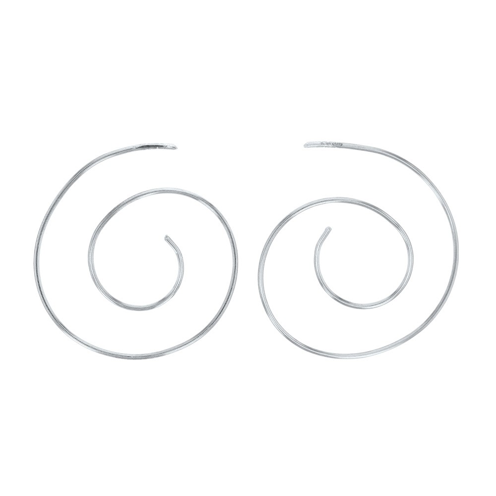 Boucles d'oreilles grandes spirales en argent rhodié 925/1000