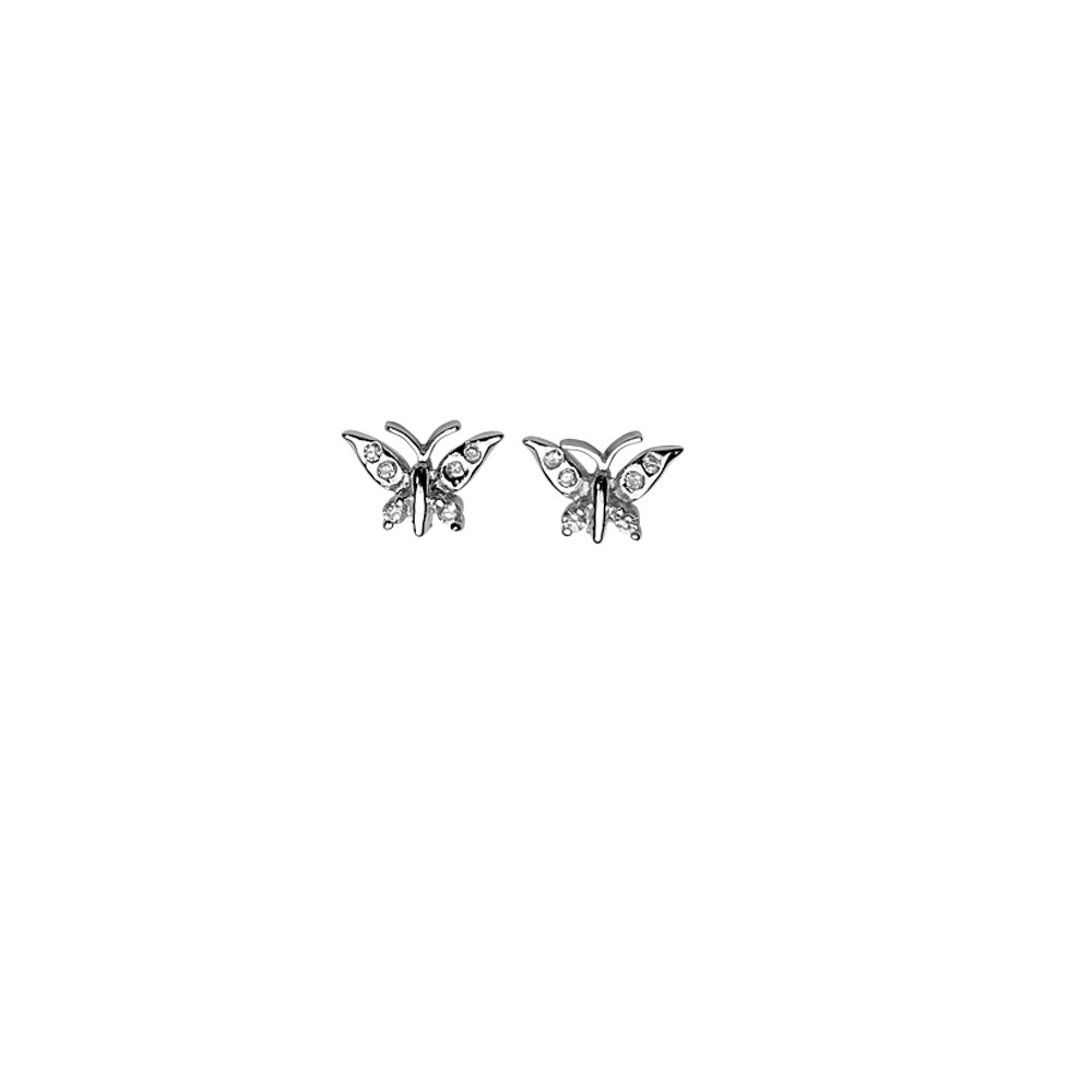 Boucles d'oreilles papillon argent rhodié 925/1000 orné d'oxydes de zirconium