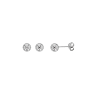 Boucles d'oreilles puces de forme ronde argent 925/1000 rhodié